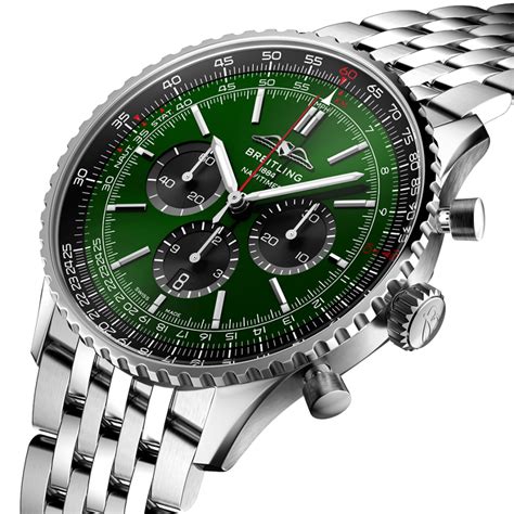 breitling watch green face|Breitling green dial chronograph.